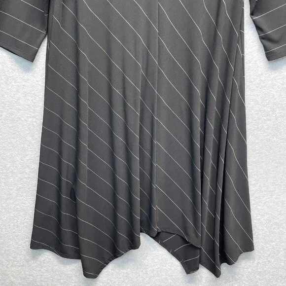 IC By Connie K Dress Womens XL Stretch Jersey Black Asymmetrical Hem Striped - Picture 6 of 11